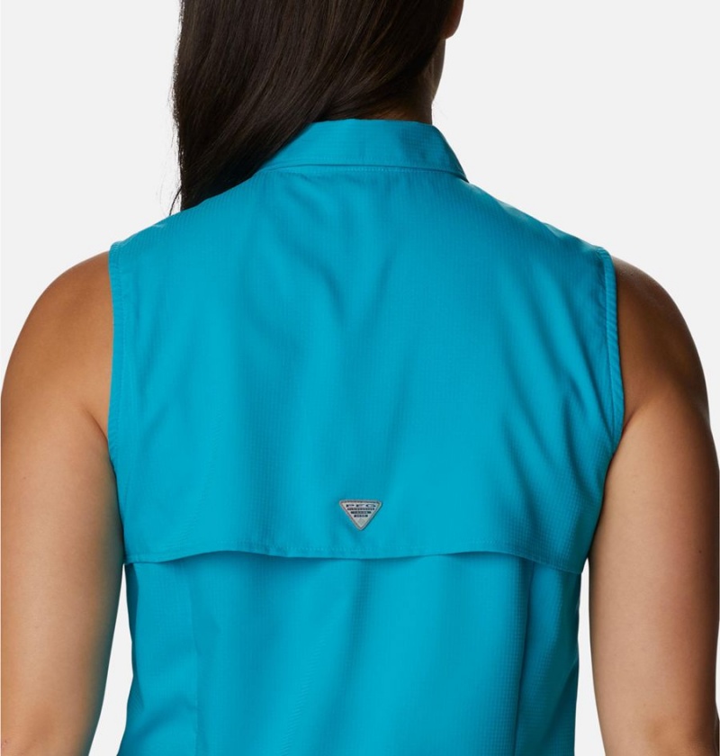 Turquoise Columbia PFG Tamiami Sleeveless Women's Tank Top | 21498JUVO