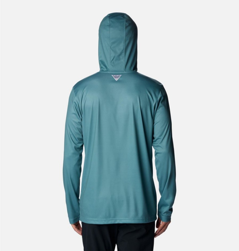 Turquoise Columbia PFG Terminal Tackle Fish Flag Men's Hoodie | 56279OBJK