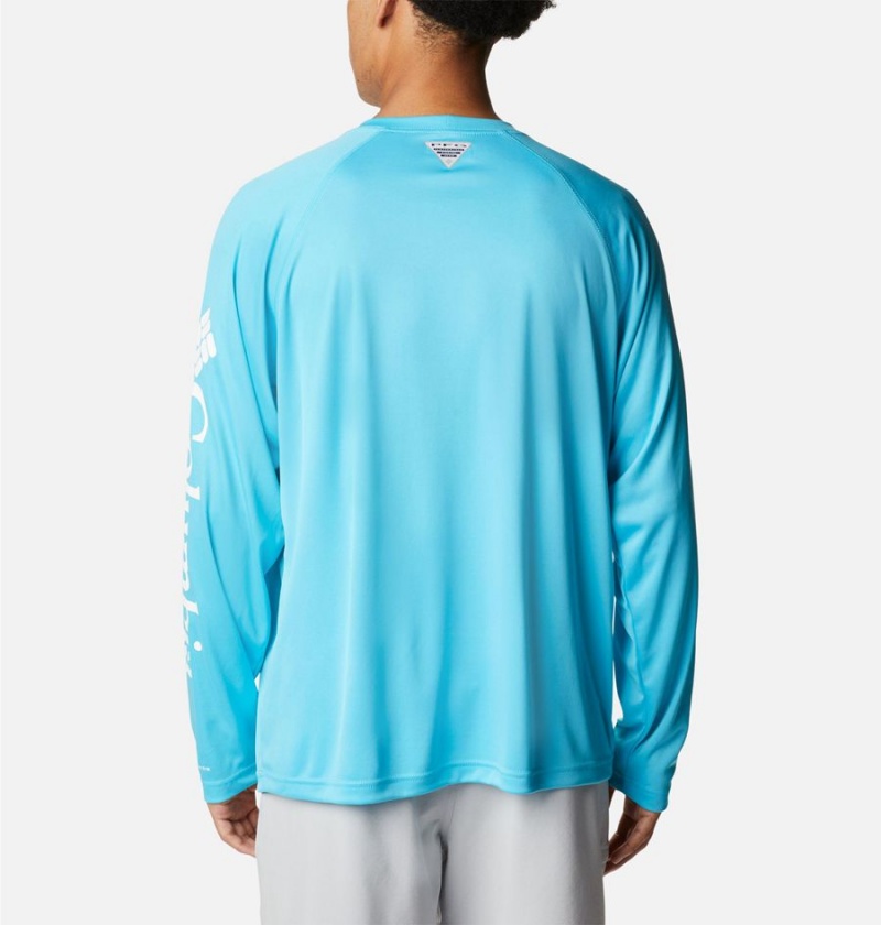 Turquoise Columbia PFG Terminal Tackle Long Sleeve Men's T-Shirt | 84597VJKW