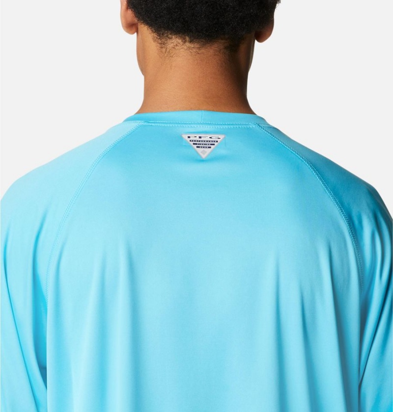 Turquoise Columbia PFG Terminal Tackle Long Sleeve Men's T-Shirt | 84597VJKW