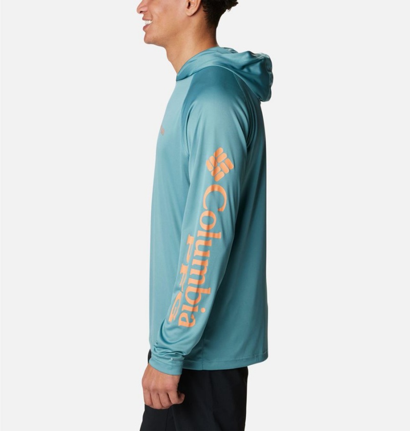 Turquoise Columbia PFG Terminal Tackle Men's Hoodie | 81509TCGL