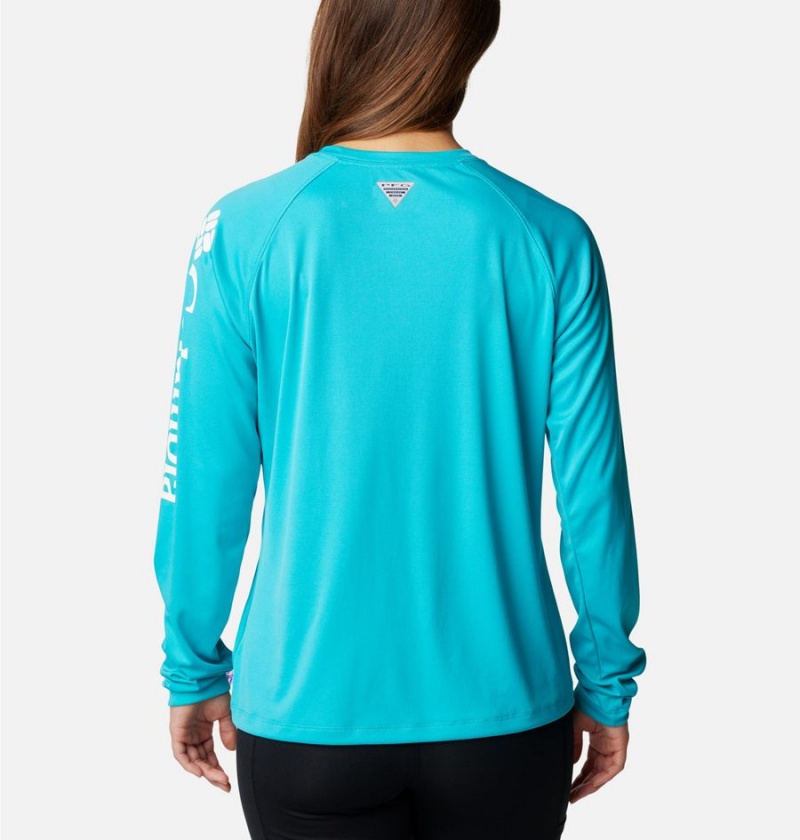 Turquoise Columbia PFG Tidal II Long Sleeve Women's T-Shirt | 17286DPGF