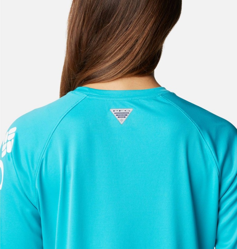 Turquoise Columbia PFG Tidal II Long Sleeve Women's T-Shirt | 17286DPGF