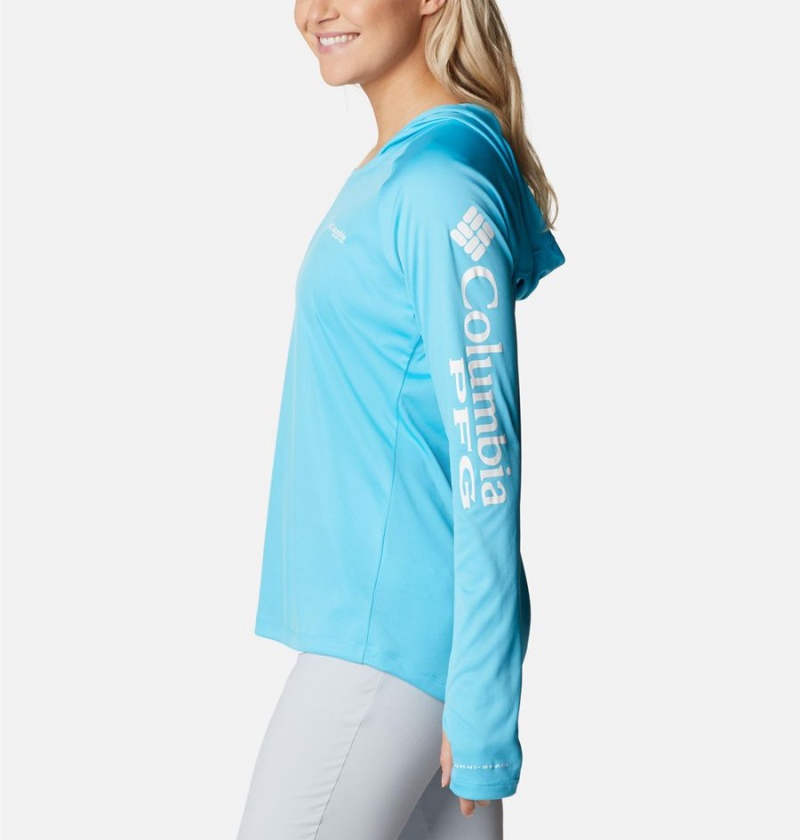 Turquoise Columbia PFG Tidal Tee Women's Hoodie | 20437VNBC