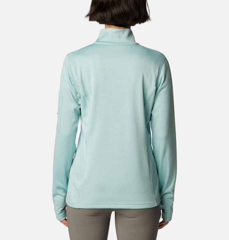 Turquoise Columbia Park View Grid Half Zip Fleece Women's Pullover | 60871KXLV