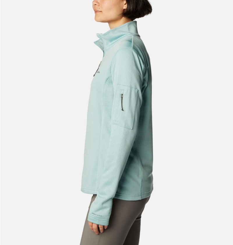 Turquoise Columbia Park View Grid Half Zip Fleece Women's Pullover | 60871KXLV