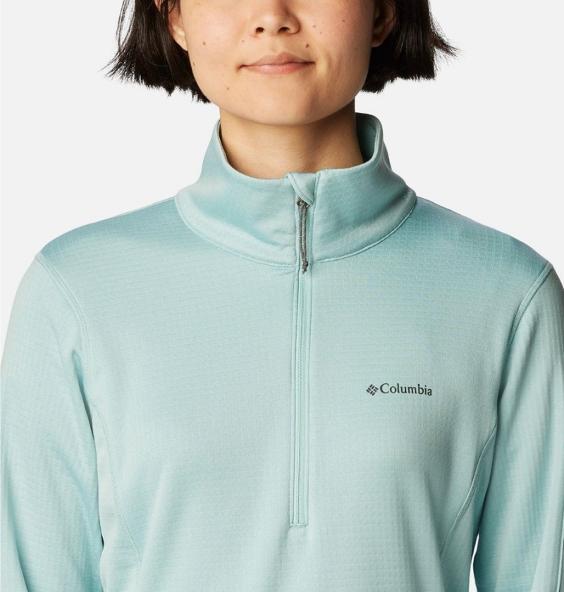 Turquoise Columbia Park View Grid Half Zip Fleece Women's Pullover | 60871KXLV