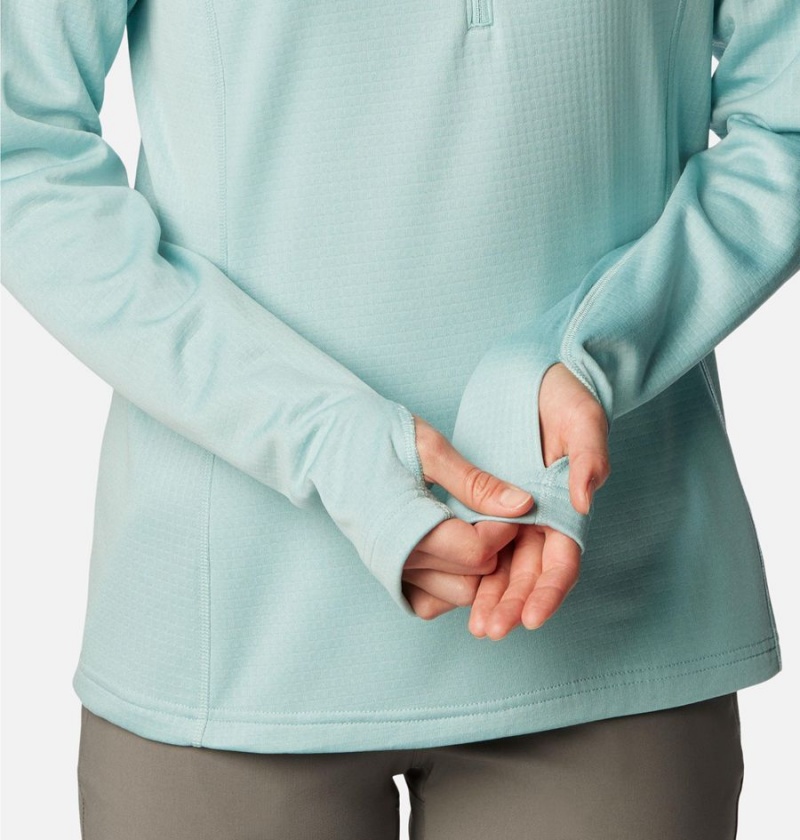 Turquoise Columbia Park View Grid Half Zip Fleece Women's Pullover | 60871KXLV