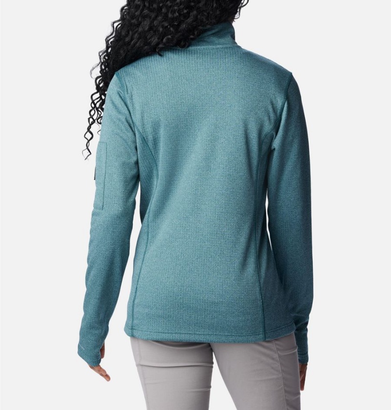 Turquoise Columbia Park View Grid Half Zip Fleece Women's Pullover | 27143ZOWS