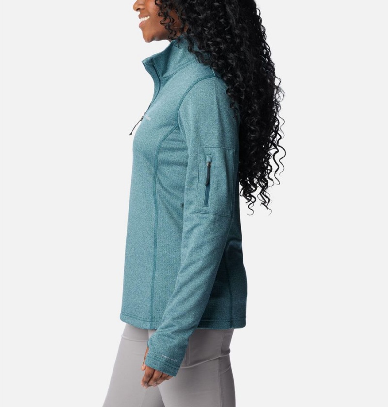 Turquoise Columbia Park View Grid Half Zip Fleece Women's Pullover | 27143ZOWS