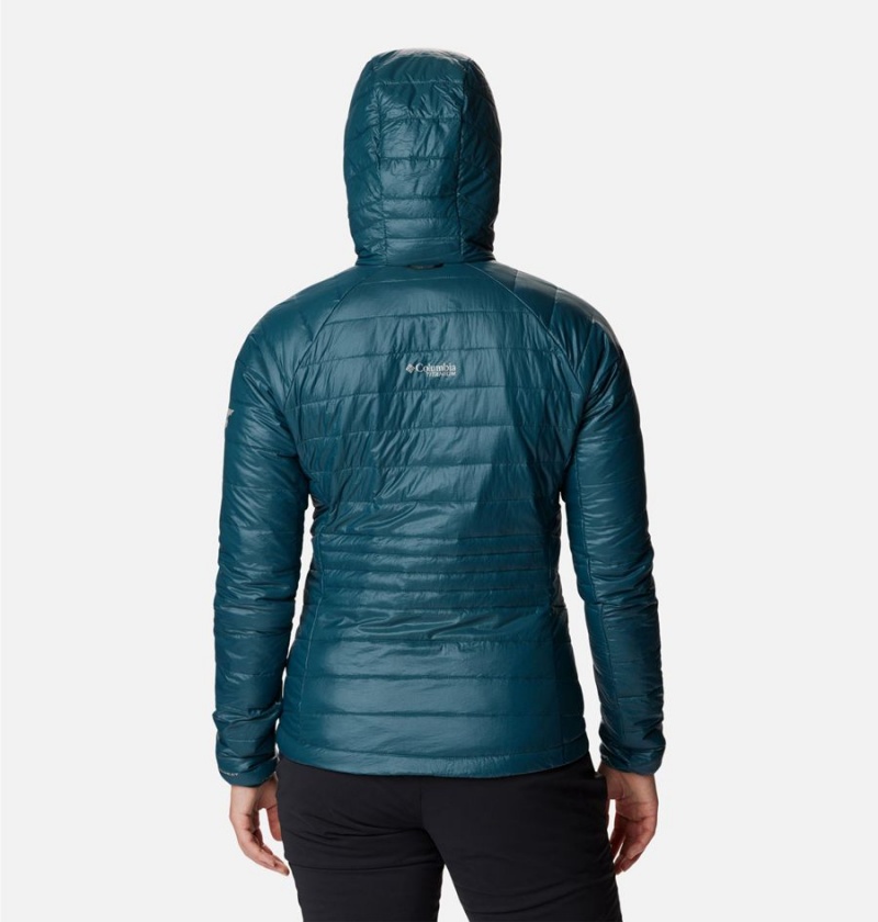 Turquoise Columbia Platinum Peak Hooded Women's Puffer Jacket | 83417UQSW