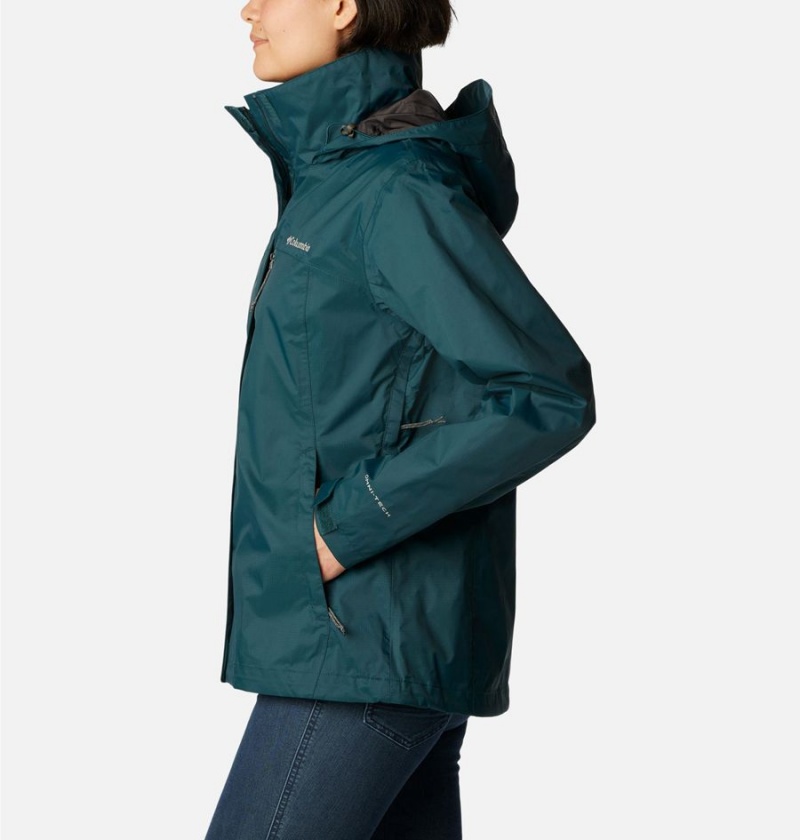 Turquoise Columbia Pouration Women's Rain Jacket | 31597FOUE