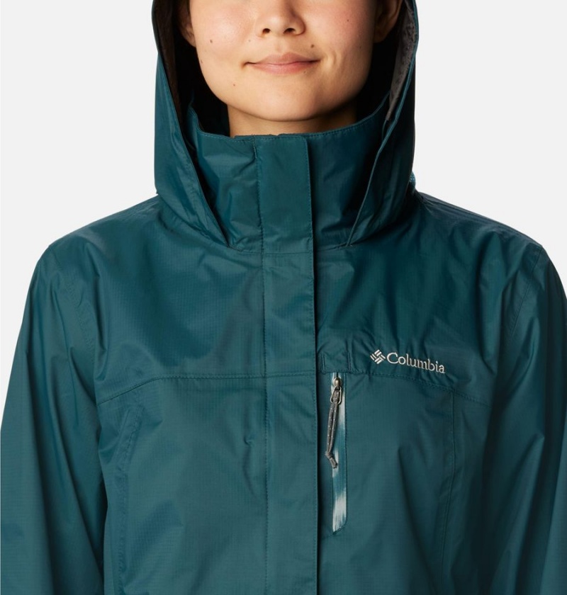 Turquoise Columbia Pouration Women's Rain Jacket | 31597FOUE