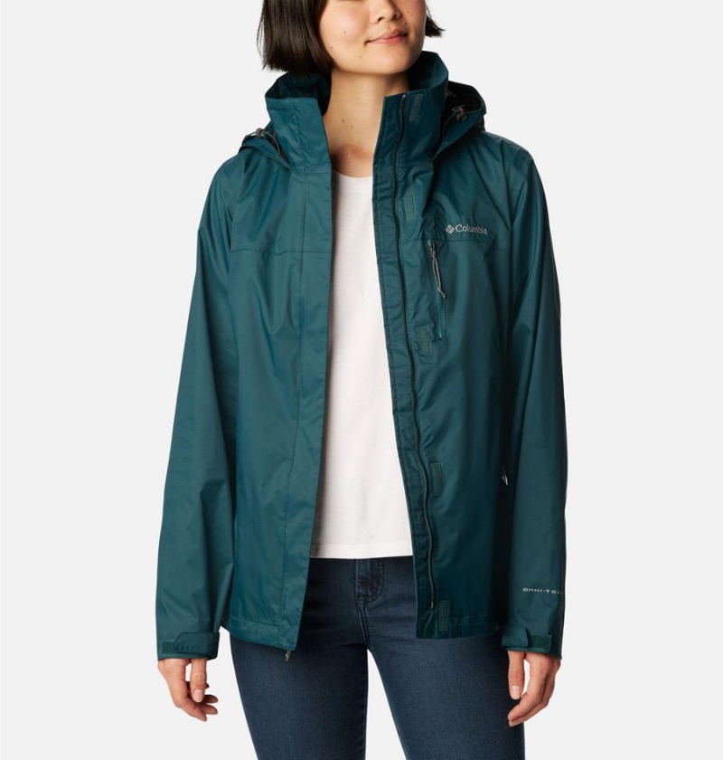 Turquoise Columbia Pouration Women's Rain Jacket | 31597FOUE