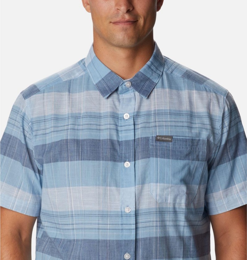 Turquoise Columbia Rapid Rivers Novelty Short Sleeve Men's Shirt | 32610NORD