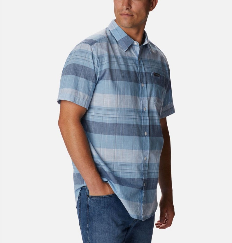 Turquoise Columbia Rapid Rivers Novelty Short Sleeve Men's Shirt | 32610NORD