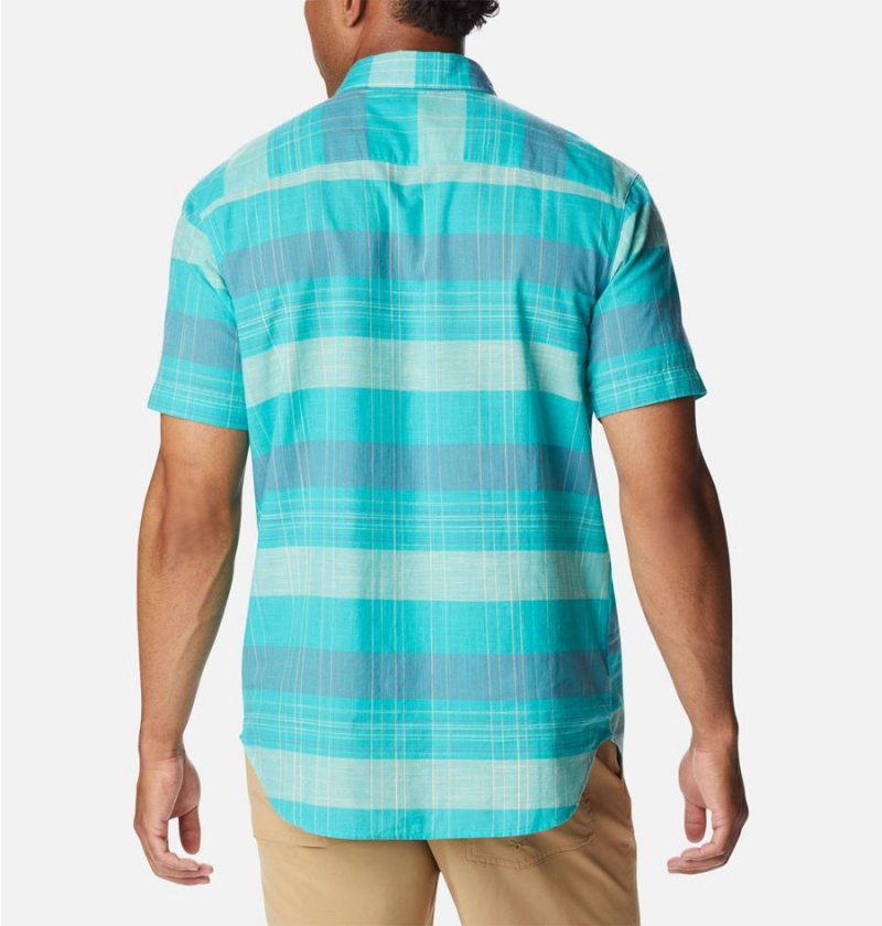 Turquoise Columbia Rapid Rivers Novelty Short Sleeve Men's Shirt | 61483JEAQ