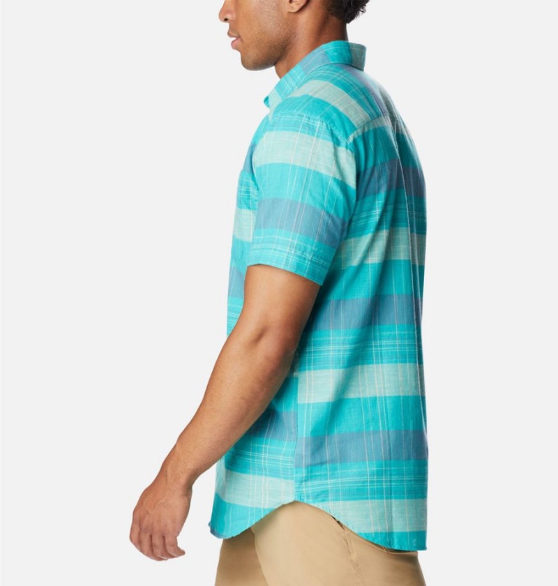 Turquoise Columbia Rapid Rivers Novelty Short Sleeve Men's Shirt | 61483JEAQ