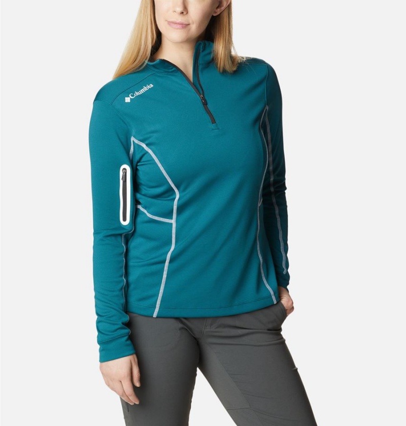 Turquoise Columbia Shotgun Quarter Zip Golf Women's Pullover | 10965PBTN