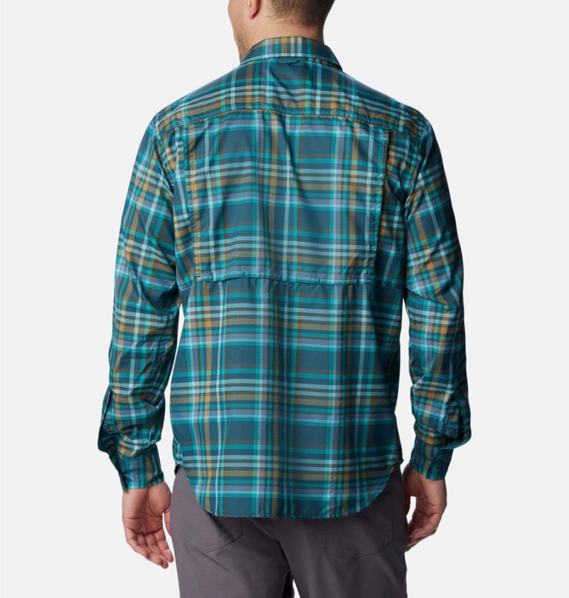 Turquoise Columbia Silver Ridge Utility Lite Plaid Long Sleeve Men's Shirt | 21478SLWP