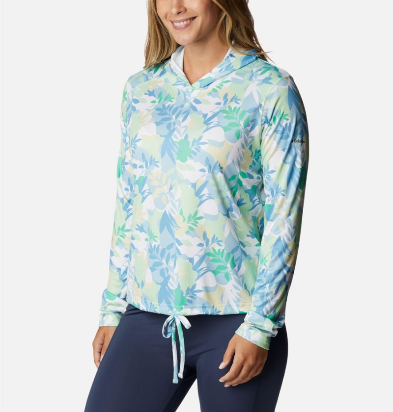 Turquoise Columbia Summerdry Long Sleeve Printed Women's Hoodie | 40623KXVM