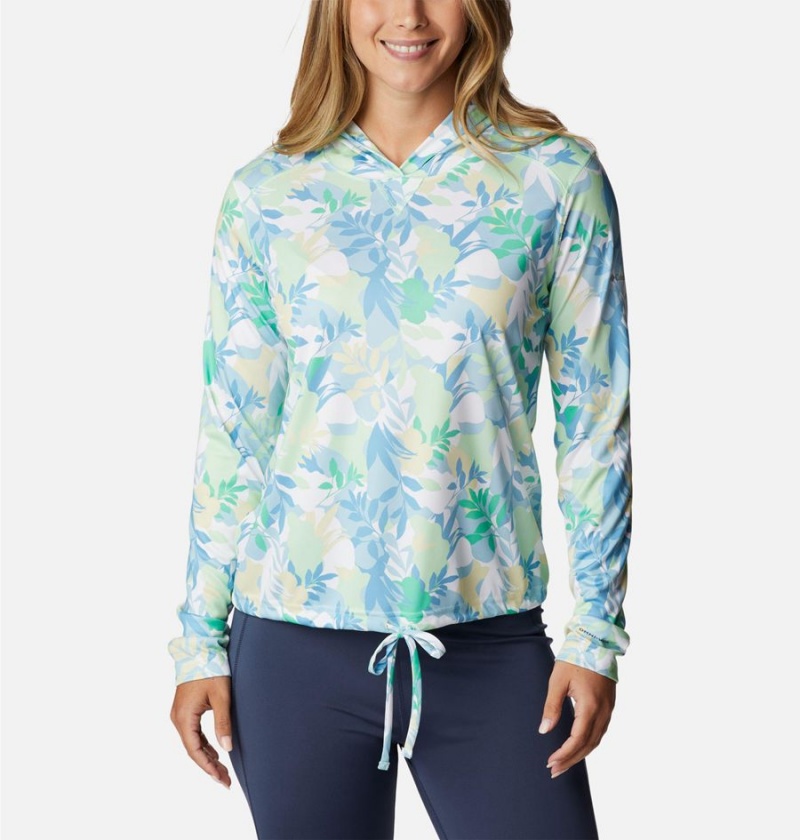 Turquoise Columbia Summerdry Long Sleeve Printed Women\'s Hoodie | 40623KXVM