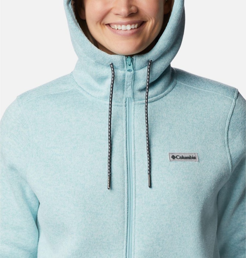 Turquoise Columbia Sweater Weather Sherpa Full Zip Hooded Women's Fleece Jacket | 56412CPHO