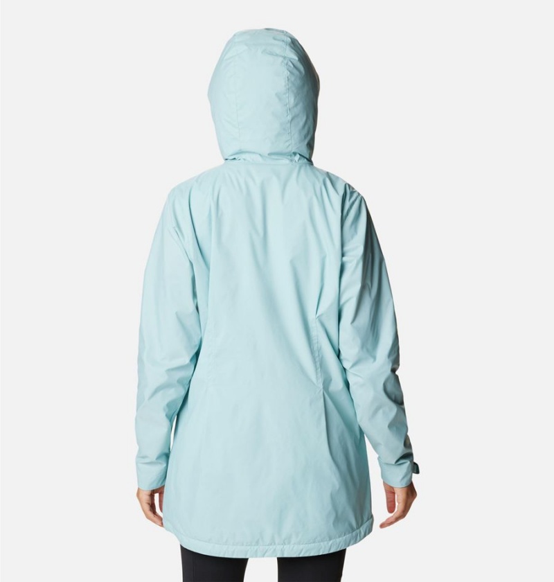 Turquoise Columbia Switchback Lined Long Women's Rain Jacket | 72349HJKB