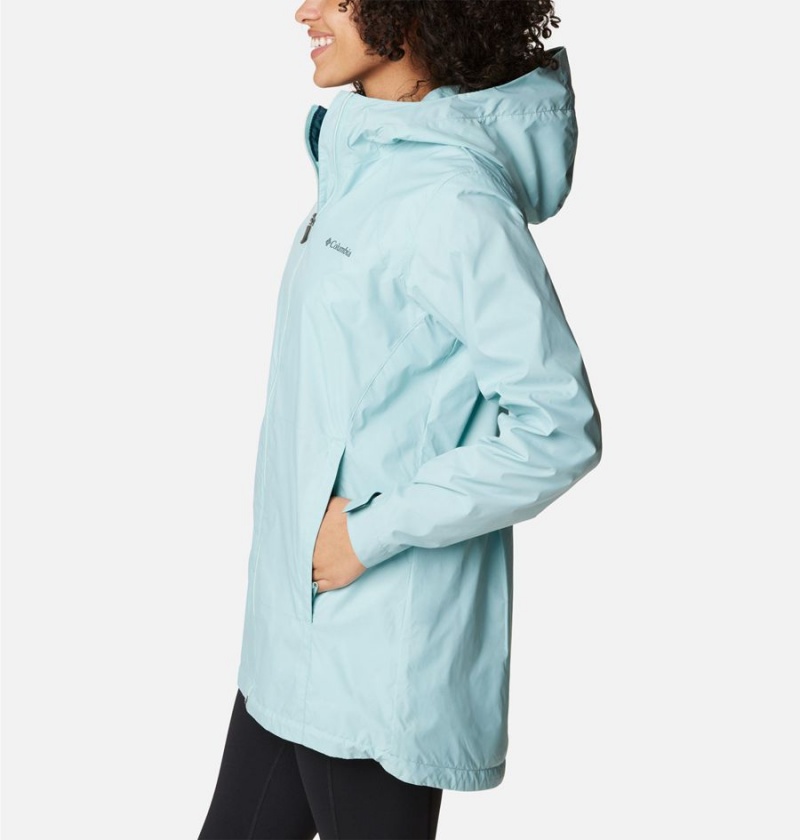 Turquoise Columbia Switchback Lined Long Women's Rain Jacket | 72349HJKB