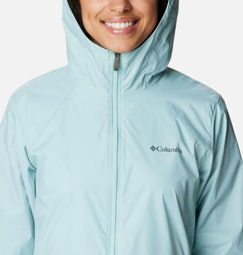 Turquoise Columbia Switchback Lined Long Women's Rain Jacket | 72349HJKB