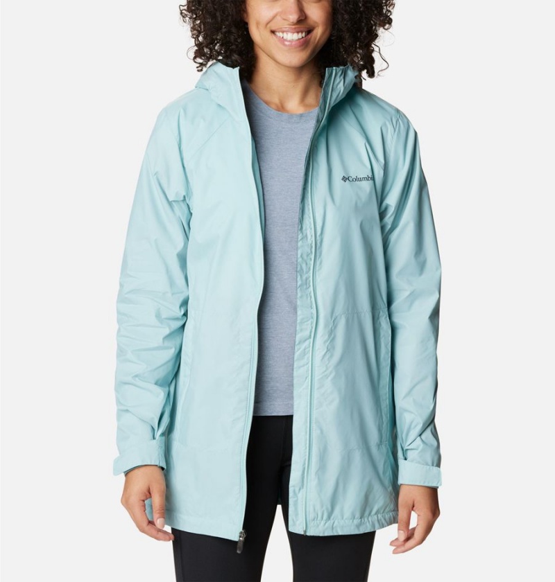 Turquoise Columbia Switchback Lined Long Women's Rain Jacket | 72349HJKB