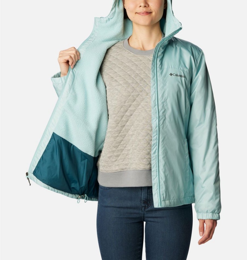 Turquoise Columbia Switchback Sherpa Lined Women's Rain Jacket | 40671RWDZ