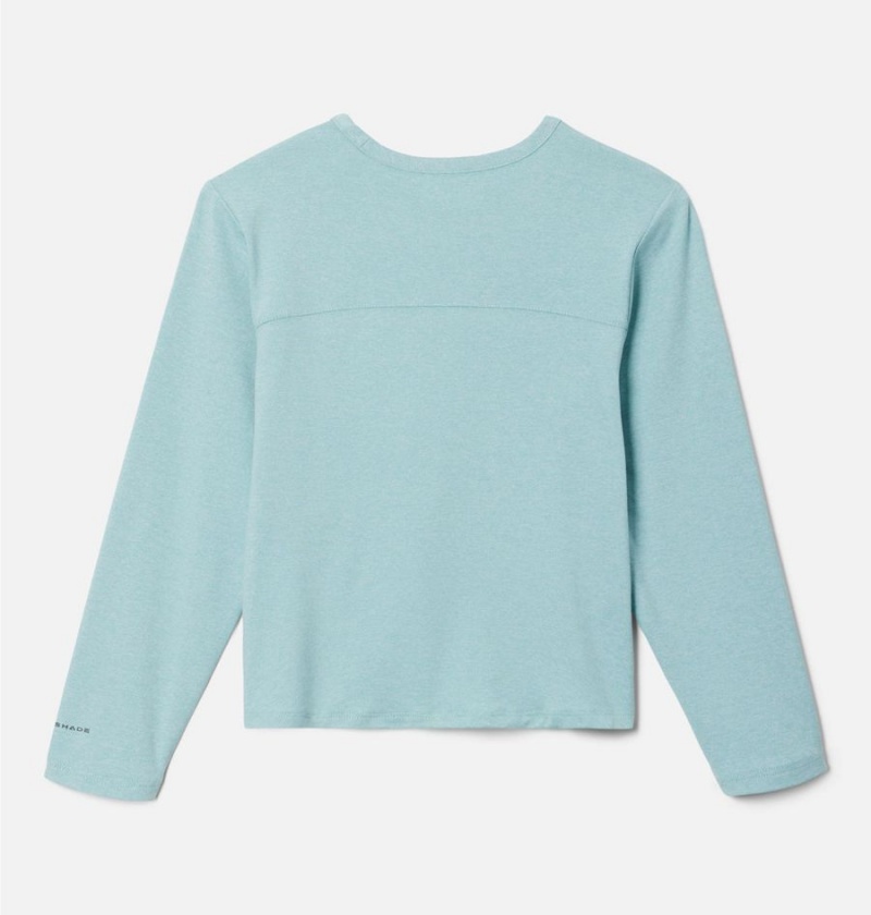 Turquoise Columbia Tech Trail Long Sleeve Kids' T-Shirt | 34580NSKP