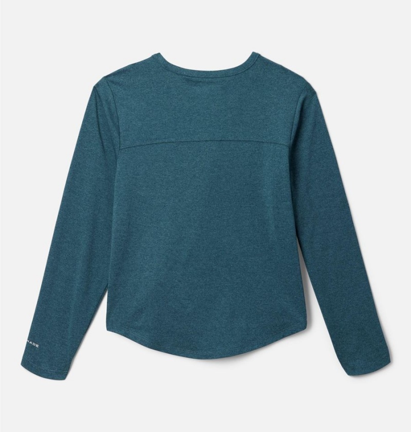 Turquoise Columbia Tech Trail Long Sleeve Kids' T-Shirt | 35049BPQA