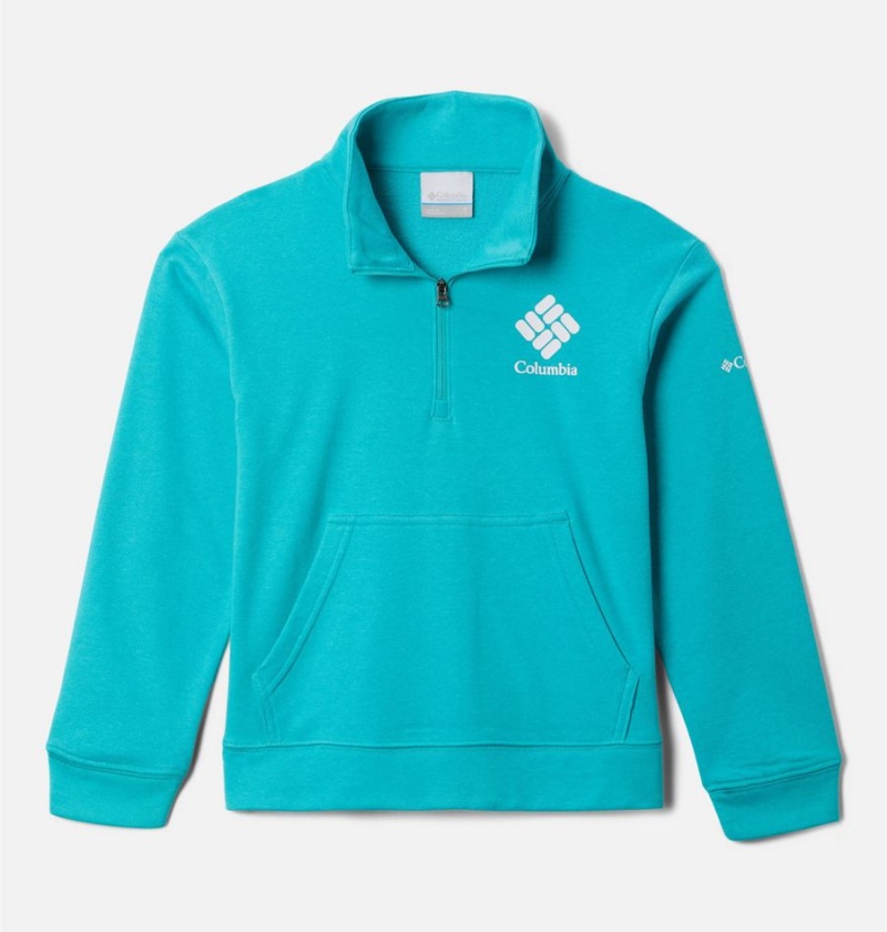 Turquoise Columbia Trek French Terry Half Zip Pullover Kids\' Fleece | 91320OVBA