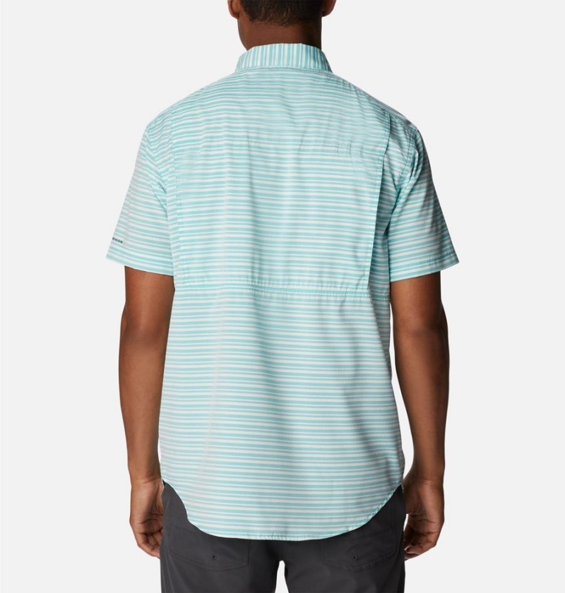 Turquoise Columbia Twisted Creek III Short Sleeve Men's Shirt | 41207ENDZ