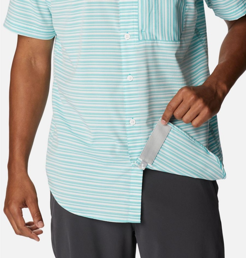 Turquoise Columbia Twisted Creek III Short Sleeve Men's Shirt | 41207ENDZ