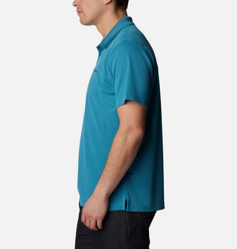 Turquoise Columbia Utilizer Men's Polo Shirt | 73619SEZN