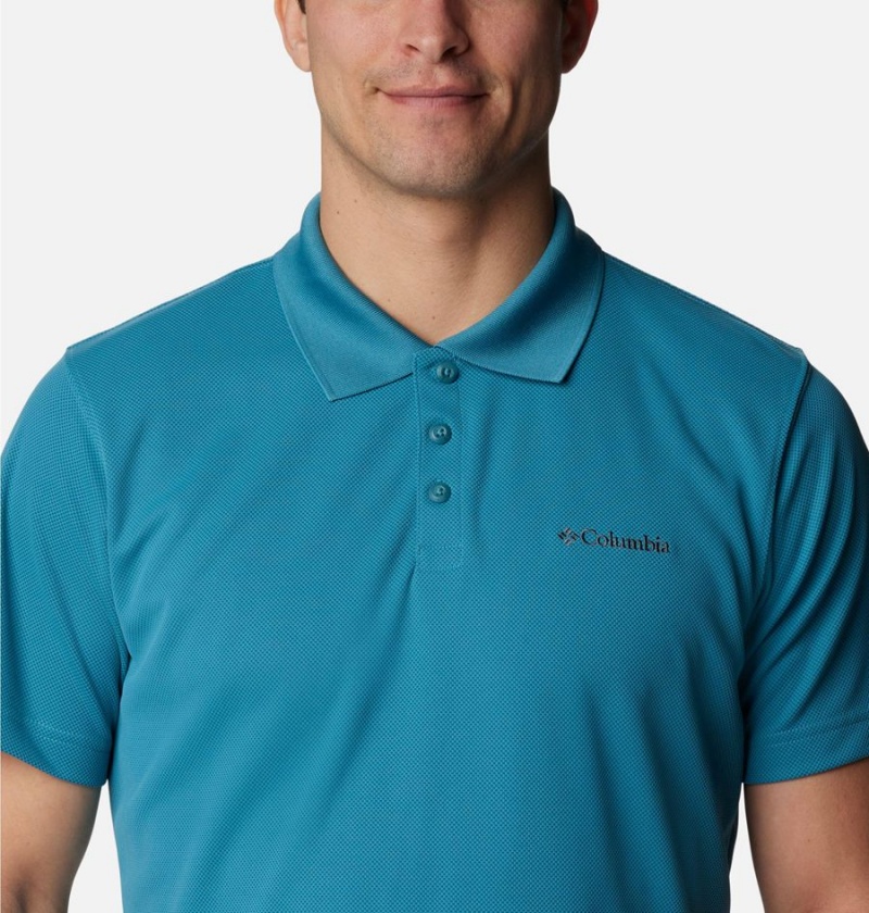 Turquoise Columbia Utilizer Men's Polo Shirt | 73619SEZN