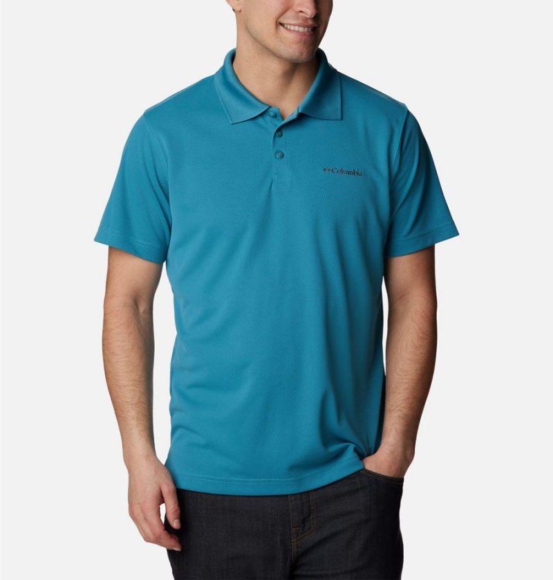 Turquoise Columbia Utilizer Men's Polo Shirt | 73619SEZN