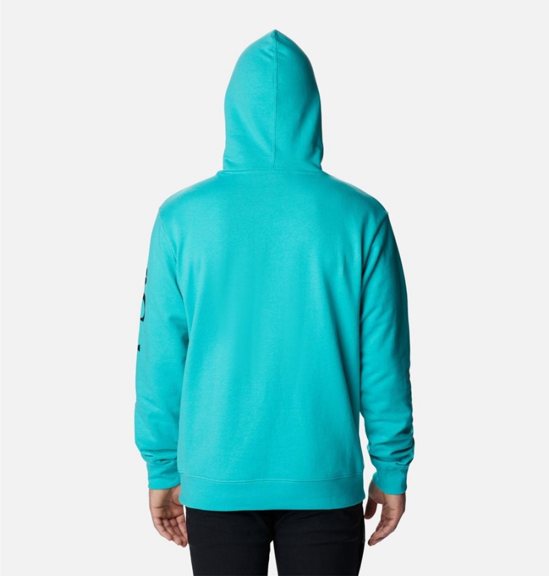 Turquoise Columbia Viewmont II Sleeve Graphic Men's Hoodie | 68705UKLO