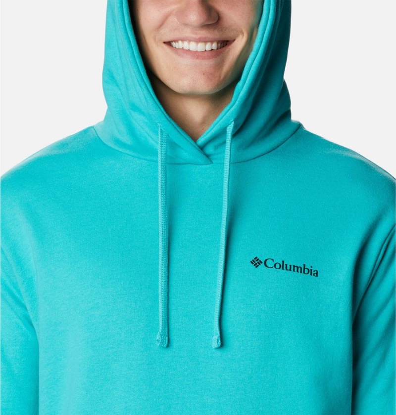 Turquoise Columbia Viewmont II Sleeve Graphic Men's Hoodie | 68705UKLO