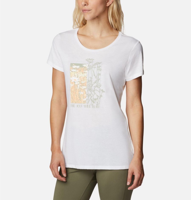 White Columbia Daisy Days Graphic Women's T-Shirt | 89763REGV