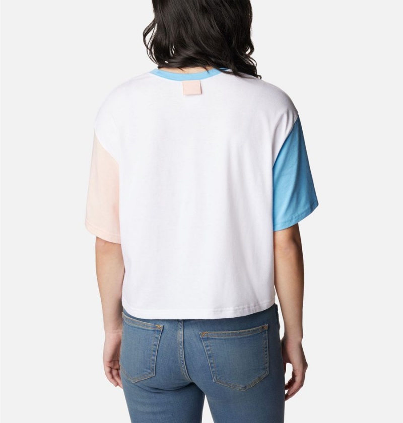 White Columbia Deschutes Valley Cropped Women's T-Shirt | 28657BLAW