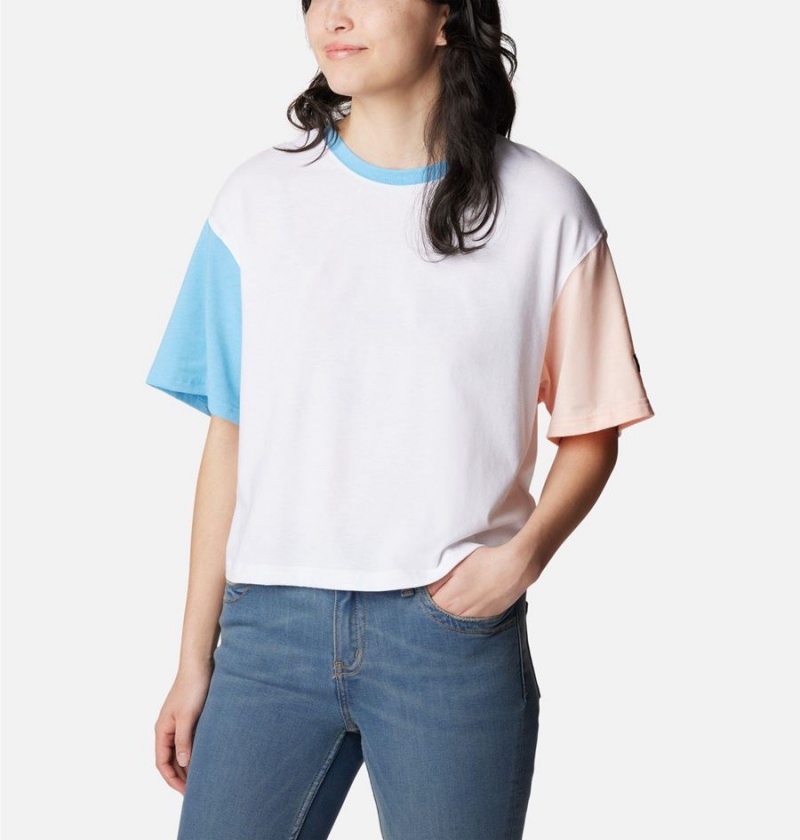 White Columbia Deschutes Valley Cropped Women's T-Shirt | 28657BLAW