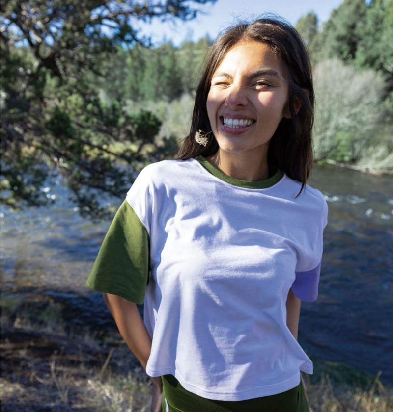 White Columbia Deschutes Valley Cropped Women's T-Shirt | 28657BLAW