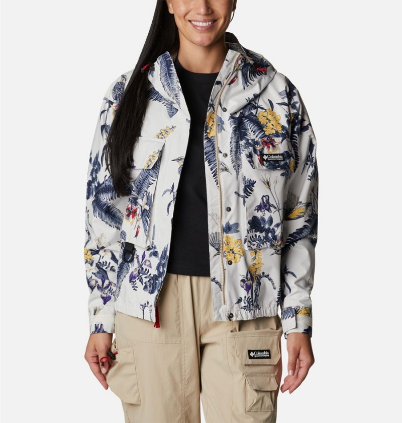 White Columbia Field Creek Fraser Cropped Shell Women's Rain Jacket | 97218HJED