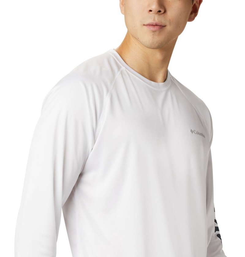 White Columbia Fork Stream Long Sleeve Men's T-Shirt | 17952TUFH