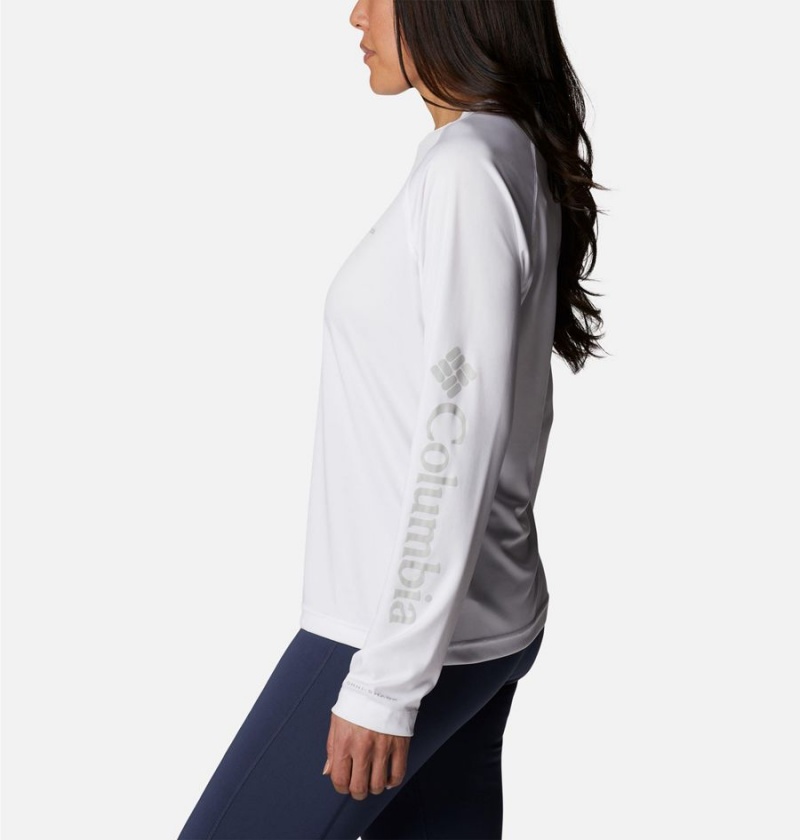 White Columbia Fork Stream Long Sleeve Women's T-Shirt | 62714BDQO