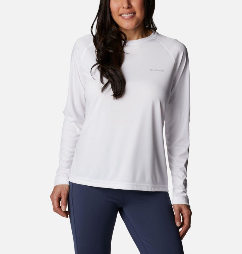 White Columbia Fork Stream Long Sleeve Women\'s T-Shirt | 62714BDQO